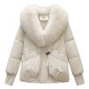 Women's Winter Down Cotton Jacket with Large Fur Collar - European & American Style, Short & Loose Padded Coat