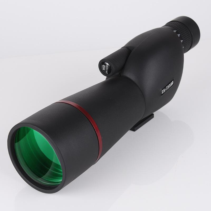 Pleasant Eye 25-75X60 HD Birdwatching Scope, High Magnification Black Telescope with Right Angle Green Film