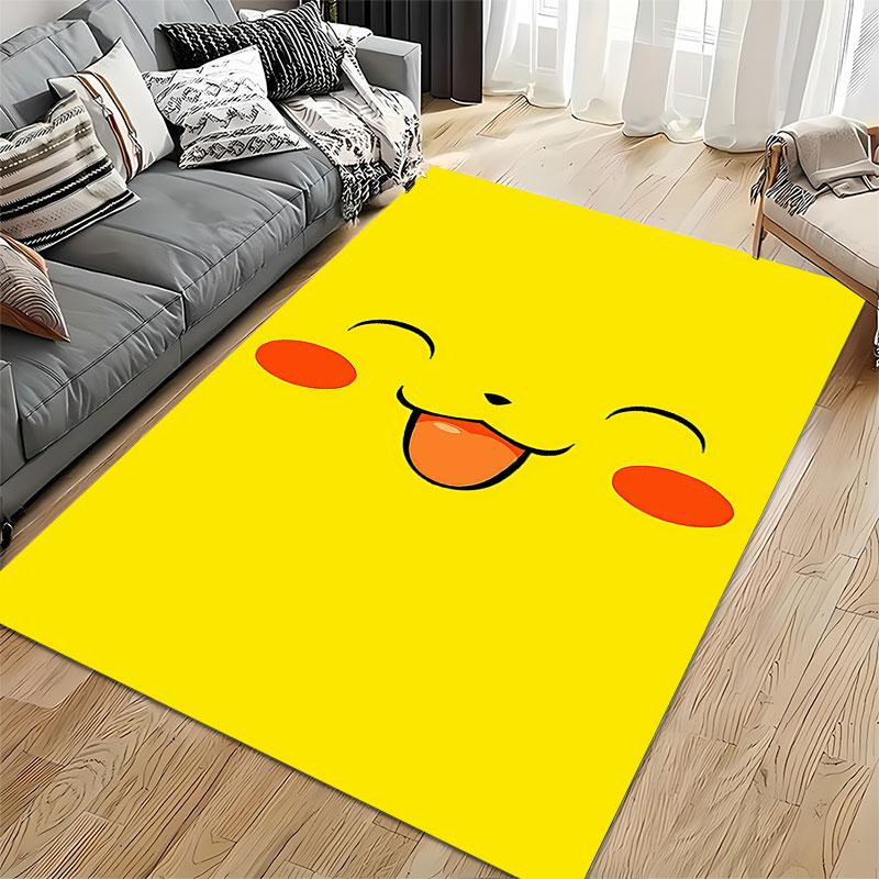 Cute Cartoon Face Yellow Carpet suitable as a non-slip mat for the living room or bedroom sofa