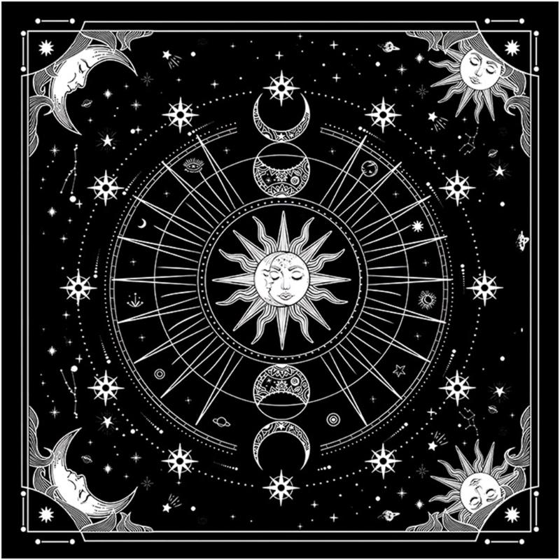Tarots Tablecloth Divinations Table Cover Oracles Board Game Mat Square Shape Altar Table Cloth 50x50cm