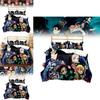 Demon Slayer Quilt Cover Set With Reactive Printing And Brushed Material For Modern Bedroom Decor