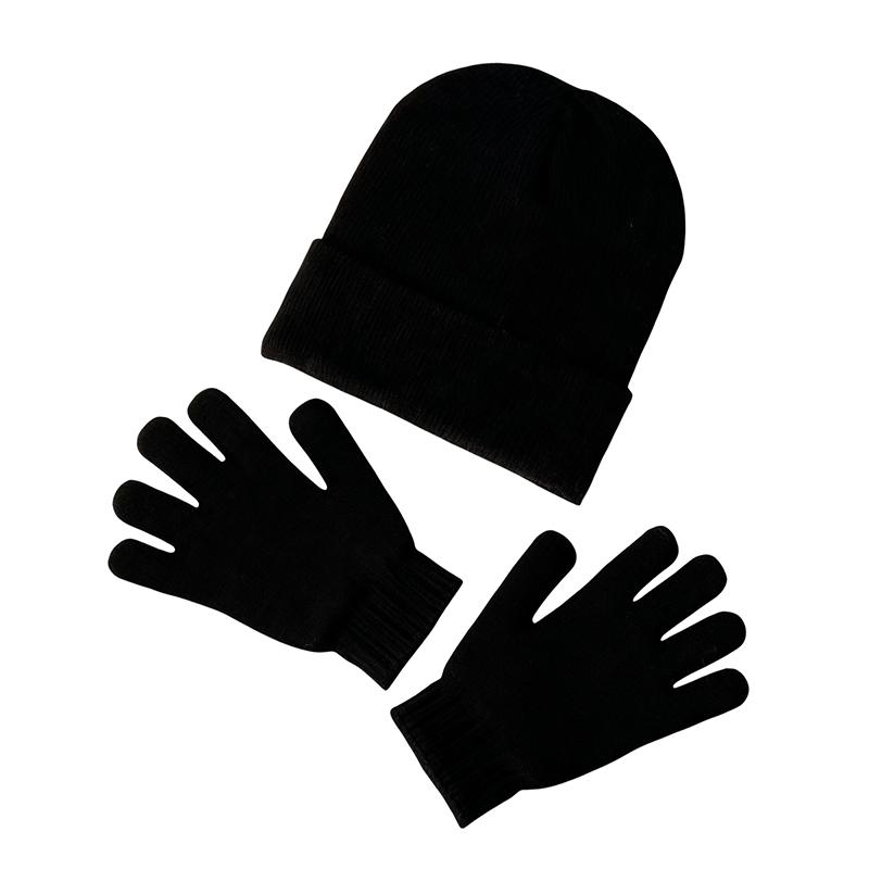 Autumn Winter Knitted Hat And Gloves With Embellished Rhinestones Acrylic Material Warm Fashionable Two-Piece Ensemble