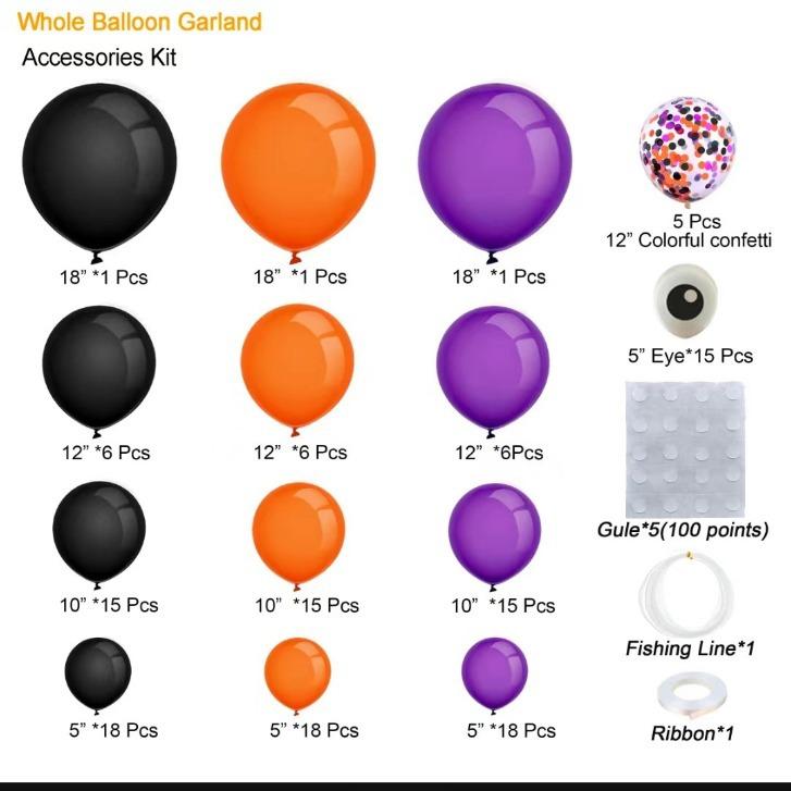 20.24 Million Halloween Balloon Chain Arch Set Halloween Blood Handprint Balloon Decoration Ghost Party Balloon Supplies