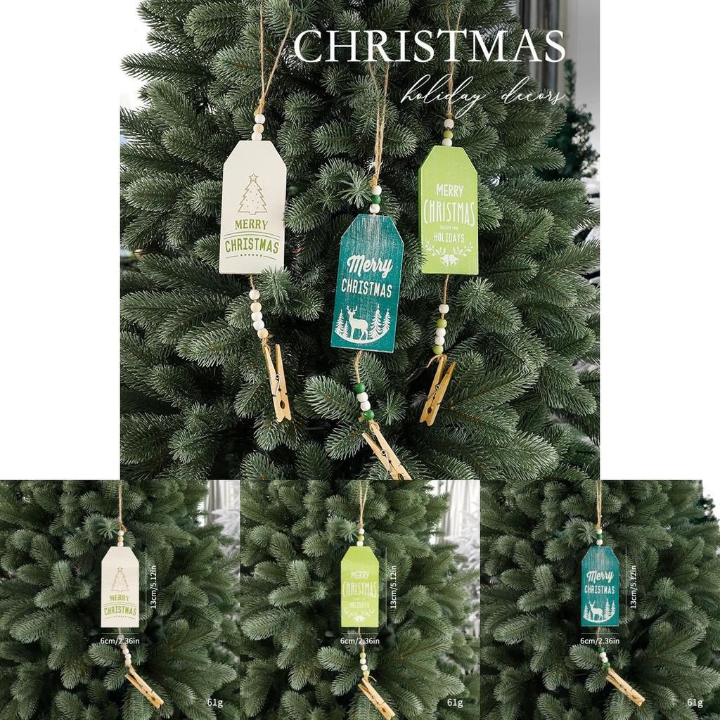 Christmas Themed Pattern Wooden Pendant Decoration Props For Holiday Celebration