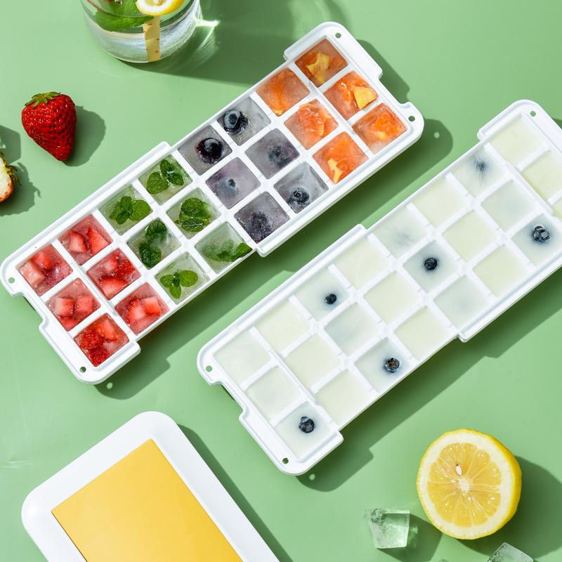 New pressing ice tray household ice cube mold easy to fall off ice storage ice box ice cube divine device silicone ice tray