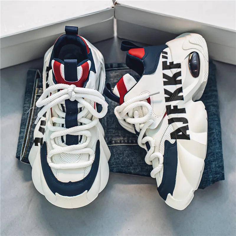 

Fashion Men Letter Pattern Designer Shoes Comfortable Non-Slip Man Casual Sneakers Lace-Up Platform Sneakers Tenis Hombre Zapatillas De 39