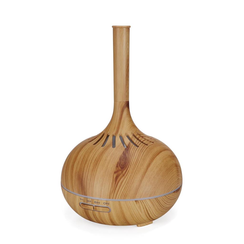 Remote-Controlled Wood Grain Aromatherapy Humidifier with Seven-Color LED Lamp