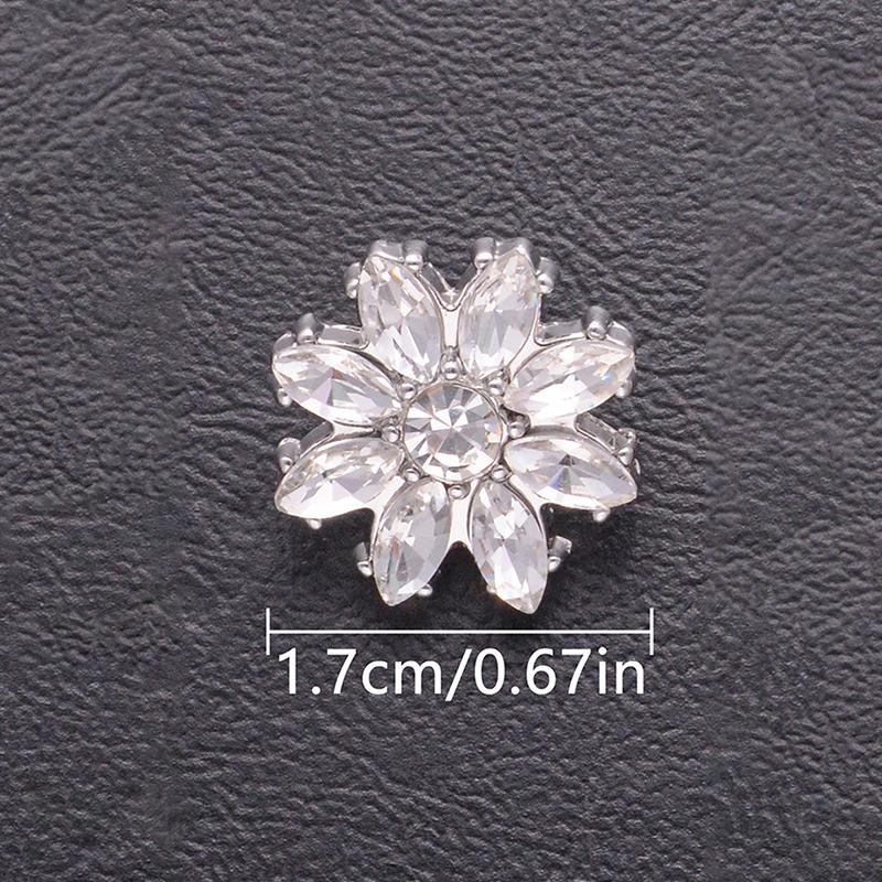 New 5Pcs Luxury And Beautiful Flower Inlaid Rhinestone Metal Buttons Clothing Gift Boxes Scarves Hats DIY Decorative Accessories