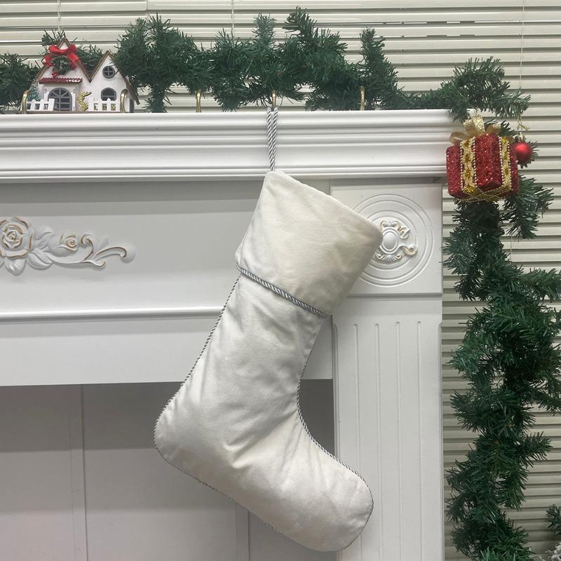 

Бархатные рождественские носки Рождественские декоративные носки Большая вместимость Хранение подарков Рождественские носки Держатели для подарков Товары для вечеринок 40x50cm белый
