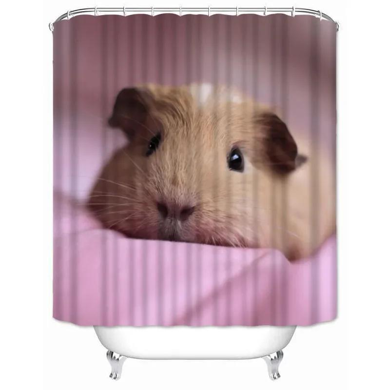 Custom High Quality Guinea Pig Shower Curtain Waterproof Bathroom Polyester Fabric Bathroom Curtain