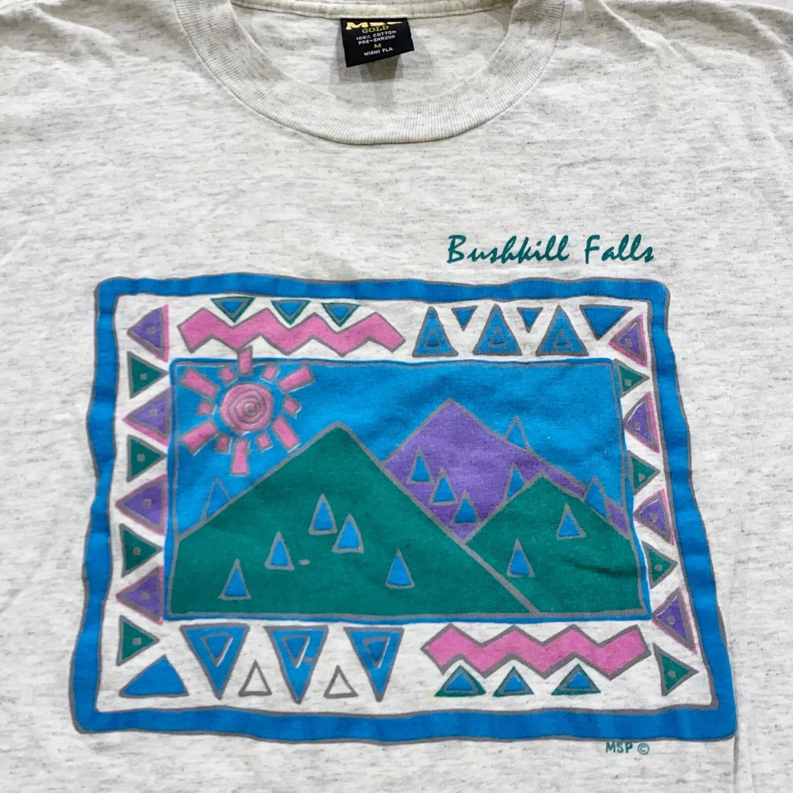 

vintage 90s BUSHKILL FALLS PENNSYLVANIA MOUNTAIN ART T-Shirt SMALL nature soft L