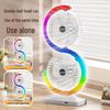 Portable Dual-Head Desktop Fan with Seven-Color LED, Strong Wind, USB Rechargeable for Outdoor and Dormitory Use