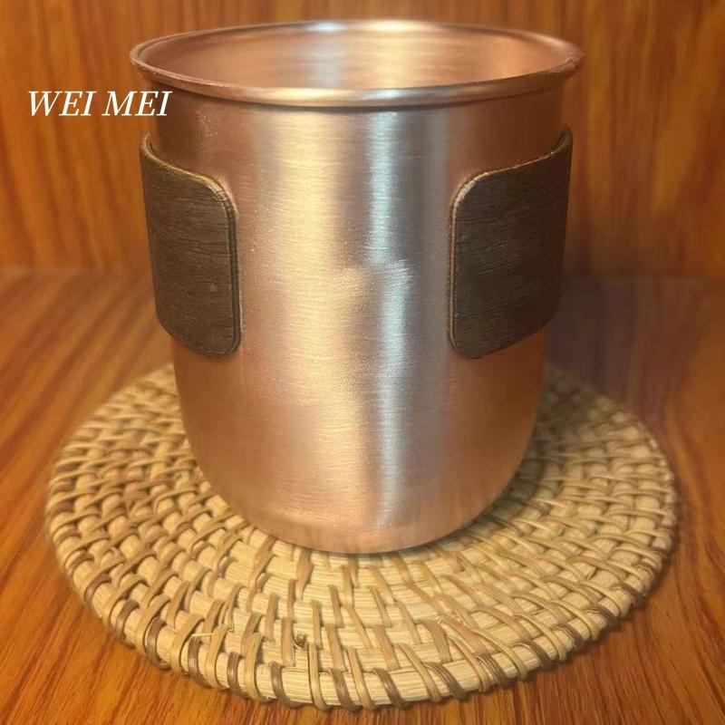 Pure Copper Coffee 300 ml Mug,Anti-Scald Cup Sleeve Handcrafted Polishing Natural Color Tea Brewing Cup Friends Gifts Drinkware
