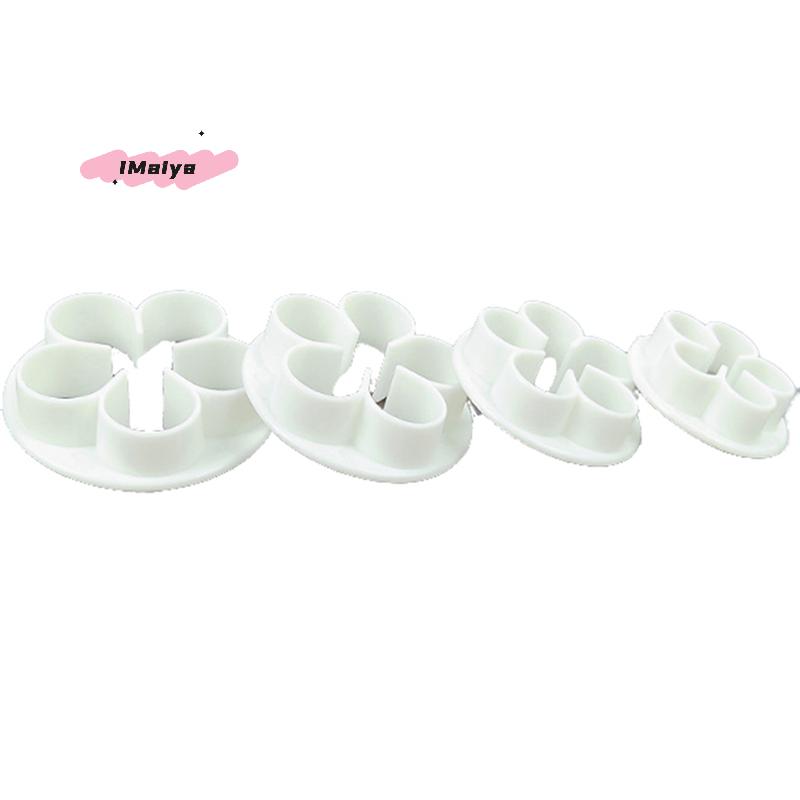 M-4pcs Flower Moulds DIY Plaster Work Clay Resin Art Soft Silicone Fondant Cake Mold Soap Ice Chocolate Decoration Baking Tool