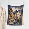 Sense of design Water town literary style retro thickened oil painting scarf Women's imitation cashmere light luxury dual-purpose scarf Shawl