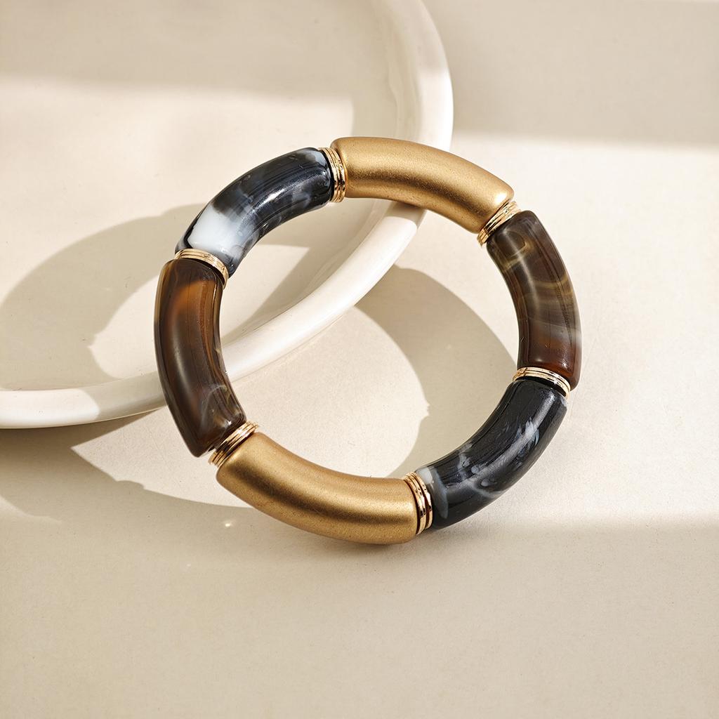 Fashion Personality Niche New Acrylic Elbow Bracelet Multi-Color Retro High-End Marble Pattern Bracelet