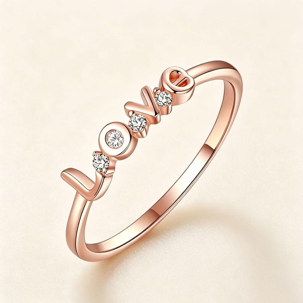 Yan Bai Elegant European-American Style Cubic Zirconia Love Ring - Versatile Women's Fashion Jewelry