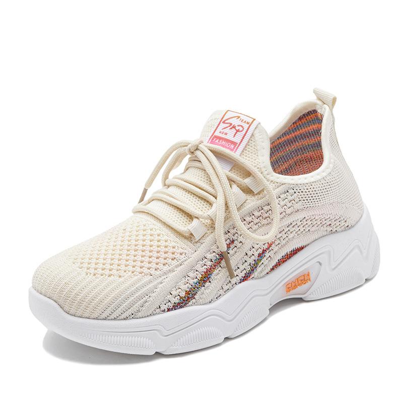 Women's Sports Shoes Thick Sole Heightening Casual Shoes Breathable Flying Weave Women's Shoes