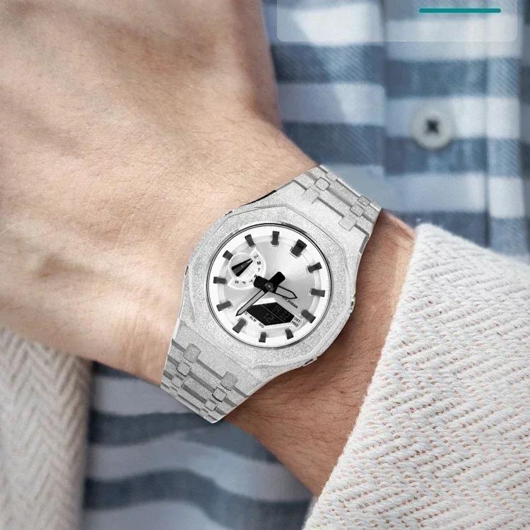 Zestaw modyfikacyjny Gen4 do Casioak GM2100 Metalowa obudowa ze stali nierdzewnej Gumowy pasek Zestaw do modyfikacji Akcesoria Casioak GM-2100 ze śrubami