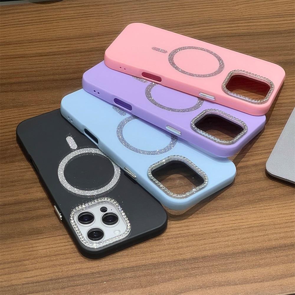 Magnetic Phone Case for iPhone 11 12 14 16 Pro 16 15 14 13 12 Pro Max 13 14 15 16 High Quality Sparkling Shockproof Shell