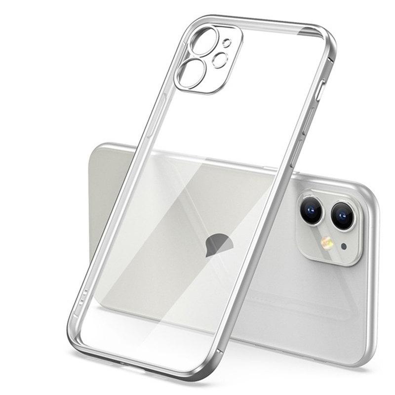 Luxury Plating Transparent Case For iPhone 11 12 13 14 Pro Max Square Frame Silicone X XR XS Max 8 7 Plus Clear Back Cover Case