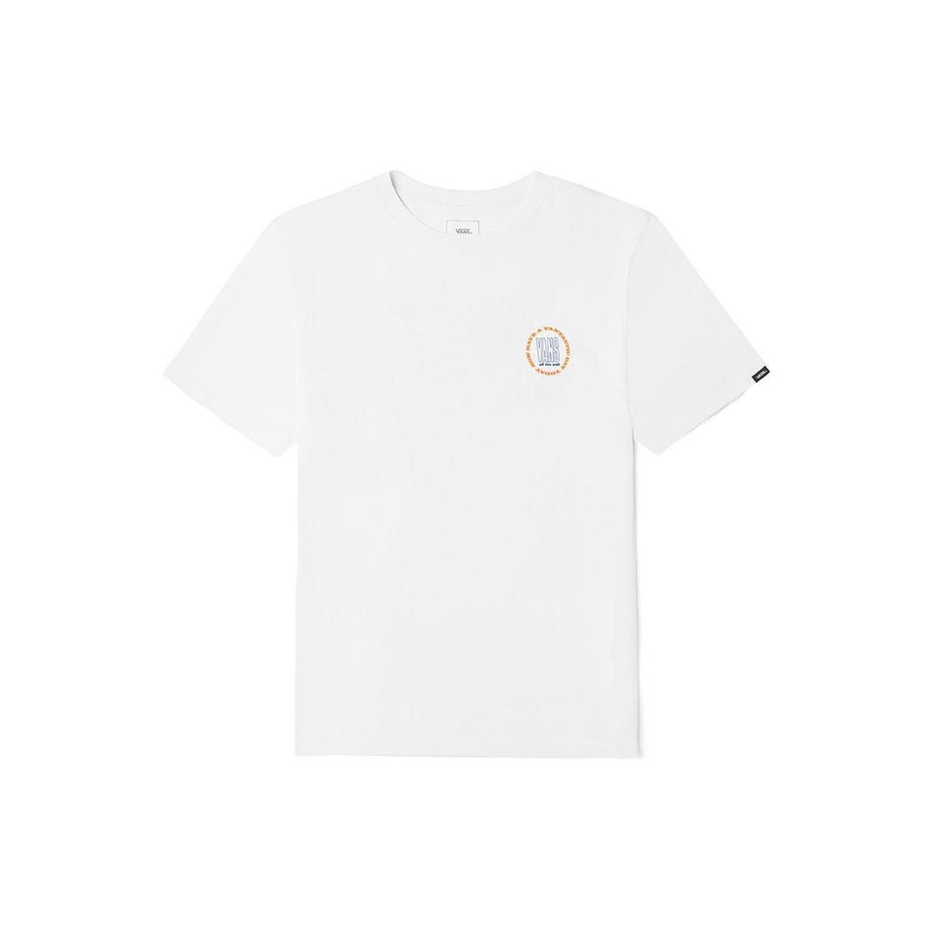 Vans Logo Print Solid Color Round Neck Pullover Short Sleeve T-Shirt Unisex Tops White VN0A7TR9WHT