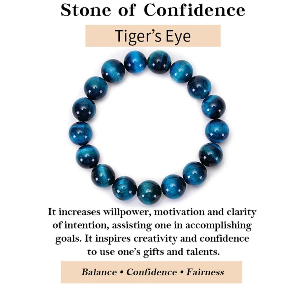 Minimalist Blue Tiger Eye Stone Beaded Bracelet Natural Stone Round Beads Bracelet For Daily Decoration