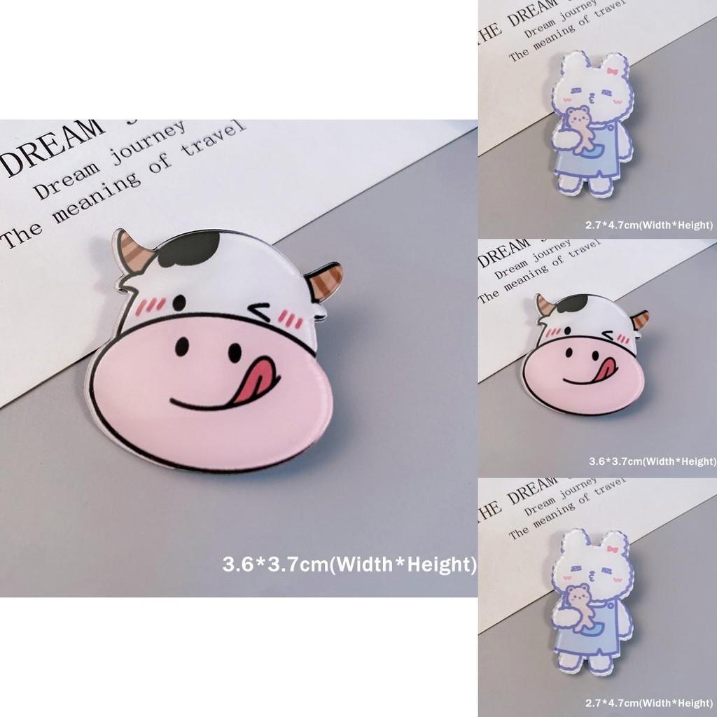 Trendy Kawaii Cartoon Brooches Featuring Dog Rabbit Cow For Stylish Accessories