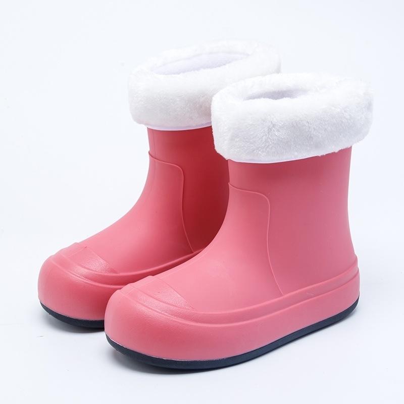 Japanese cute children's parent-child rain shoes women's students middle and older children's non-slip soft-soled rain boots velvet super soft waterp