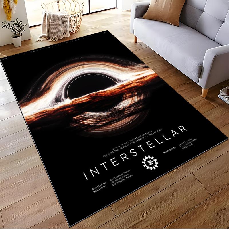 "Interstellar Movie Poster Art with Black Hole - Non-slip rug suitable for living room and bedroom sofas sofas"