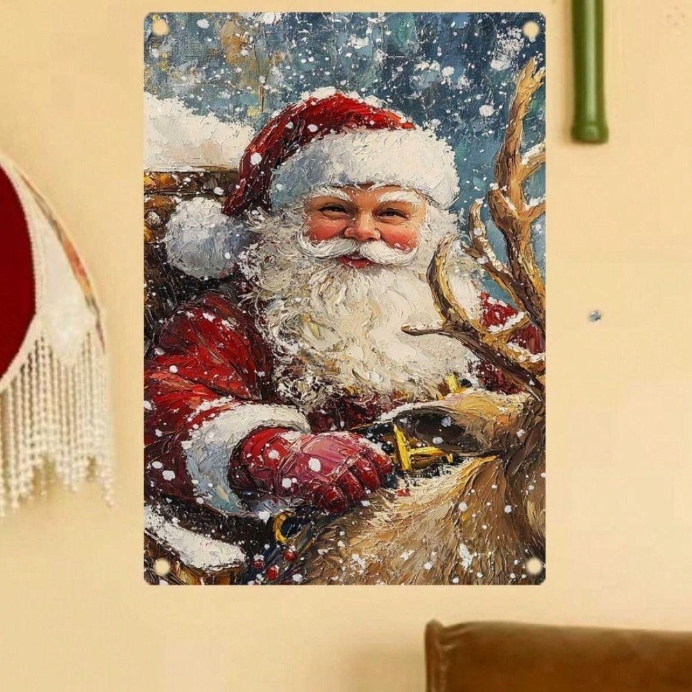 Metal Tin Sign Watercolor Christmas Tree Retro Wall Decor 20x30cm