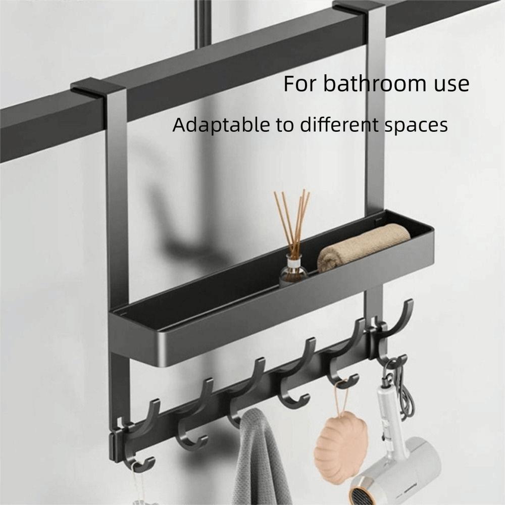 Strong Load-bearing Door Rear Storage Rack Double-layer 5/6/7 Hooks Clothes Hanging Holder Easy To Install Space Saving