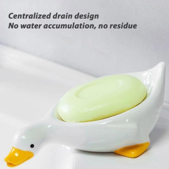 2Pcs Soap Dish Self-draining Design Easy To Clean Cartoon Duck