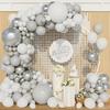 Ghirlandă Baloane Gri Alb Retro Kit Arc Baloane Argintiu Metalic Decorare Nuntă Aniversare Petrecere de Ziua de Naștere Baby Shower Globos