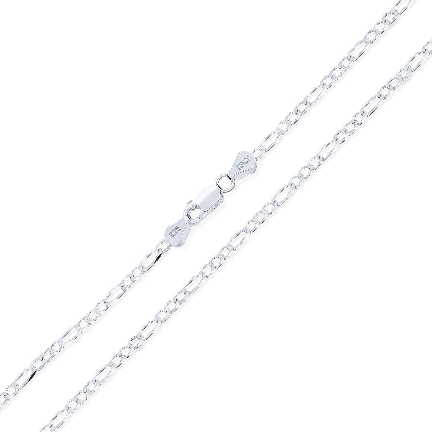

Thick Solid Sterling Silver Figaro Link Chain Necklace for Men and [Bling Jewelry] 2MM .925 Women, Unisex, 24