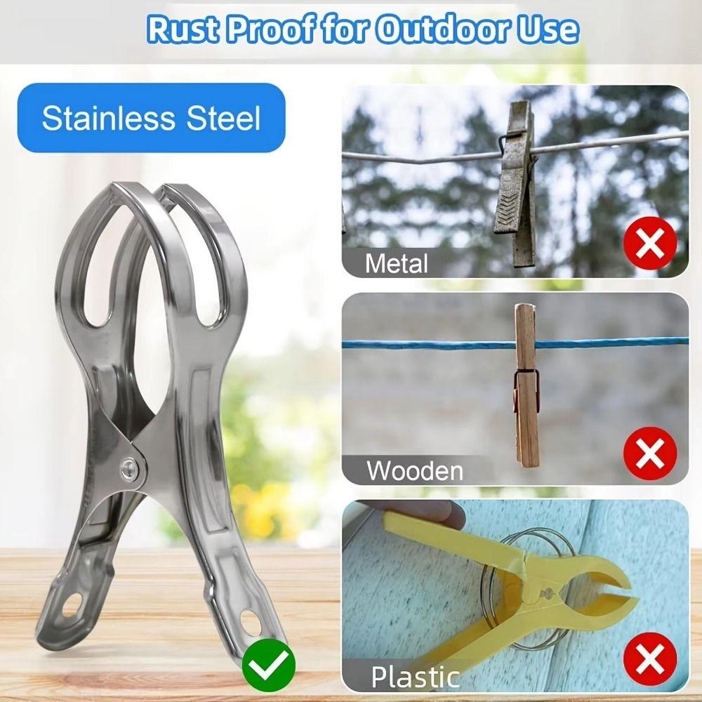 Reusable Beach Towel Clips Space Saving Sock Drying Rack Stainless Steel Clips  Clothing Organizer
