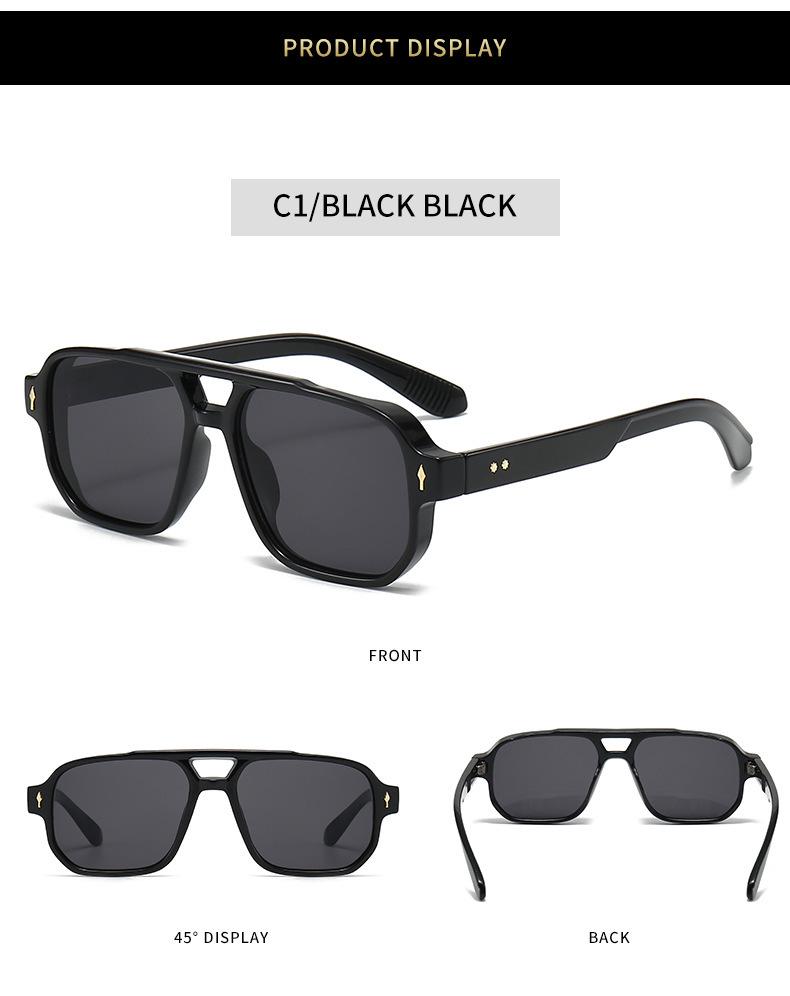 New European and American Retro Double-Beam Men's Square Sunglasses - Fashionable for Driving and Business