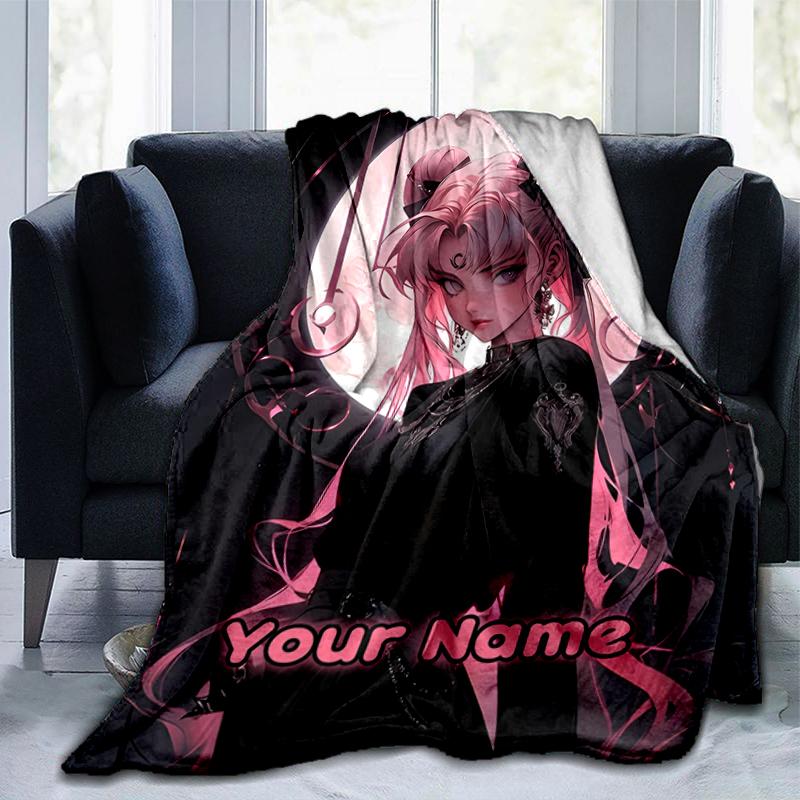 1PC Custom Name Moonlit Fantasy flannel blanket versatile,all-season throw suitable for the living room,bedroom,camping,travel,and gift