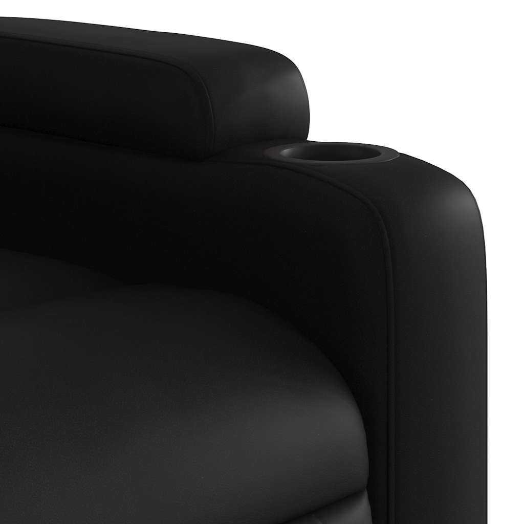 Massage Recliner with Rising Function Black Artificial Leather