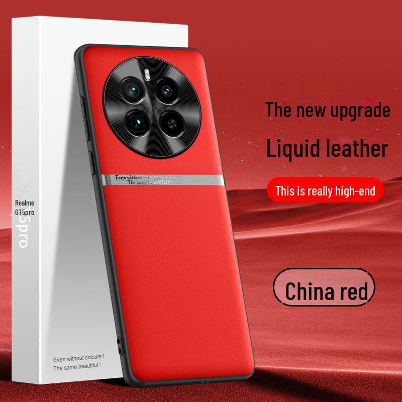 Liquid Leather Anti-Fall Protective Case for the Realme GT5 Pro - Anti-Fouling Cover, One by One Delivery