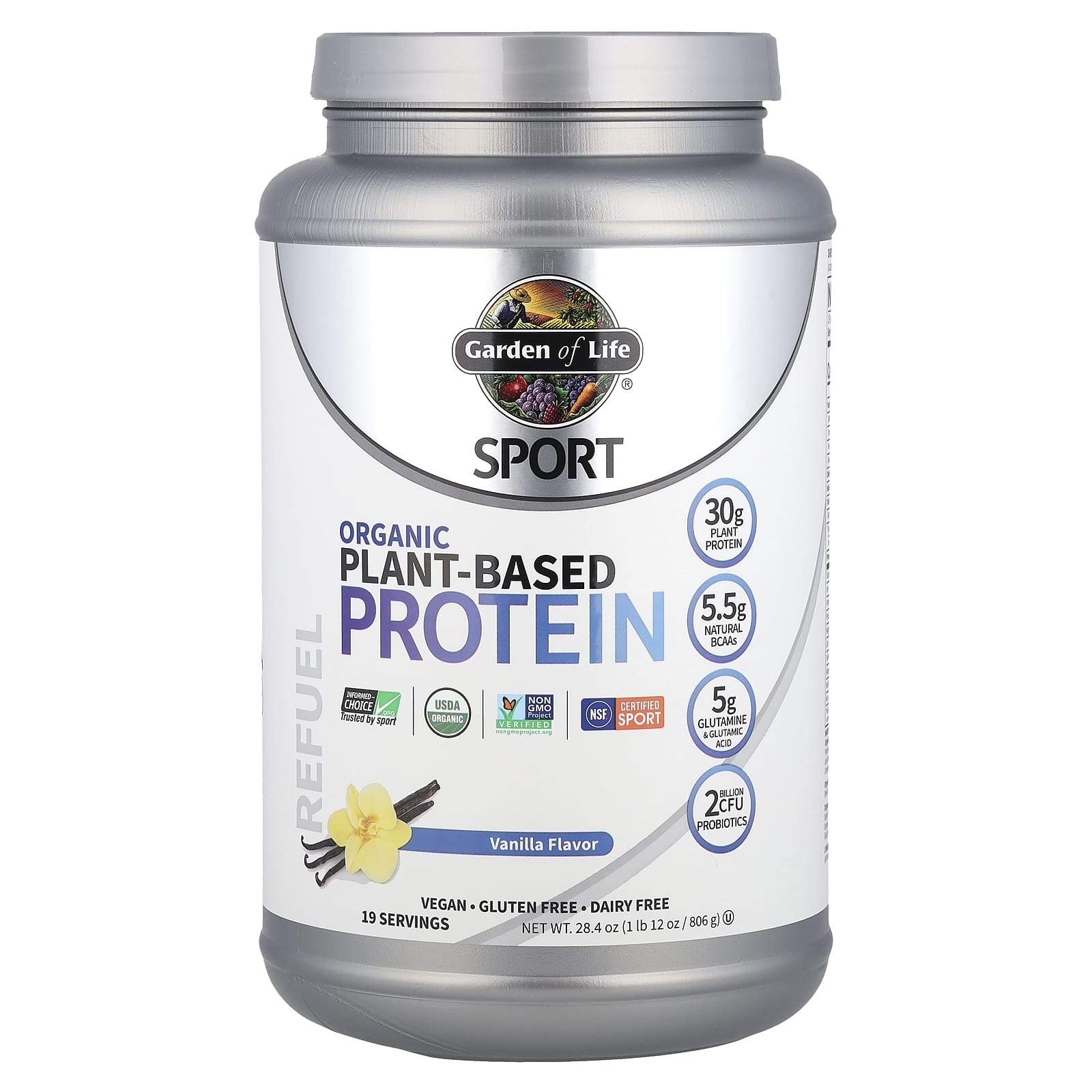 

Garden of Life, Sport, Organic Plant Protein, Vanilla, 1 lb, 12 oz (806 g)