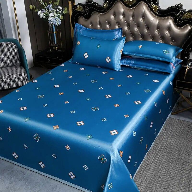Luxury Smooth Linen Bed Sheet Set Home Bedding Decor Cooling Mat Machine Washable Bed Sheet Queen King Size with Pillowcases