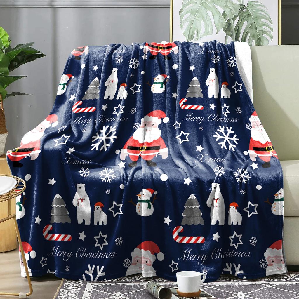 Cozy Christmas Plaid Throw Blanket Soft Flannel Bedspread for Winter Decorative Sofa Cover Perfect Holiday Home Bedding Gift