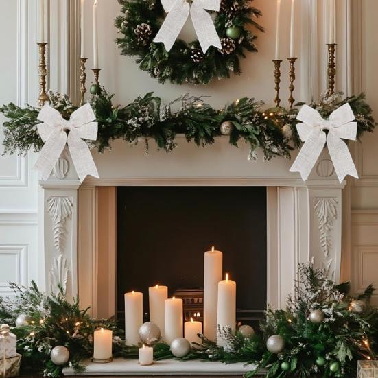 Jutová mašle Rustikální jutové stuhy Mašle Předvázané mašle na věnec Ozdoba na špičku vánočního stromku Ozdoba na narozeninovou svatbu Sváteční párty dekorace