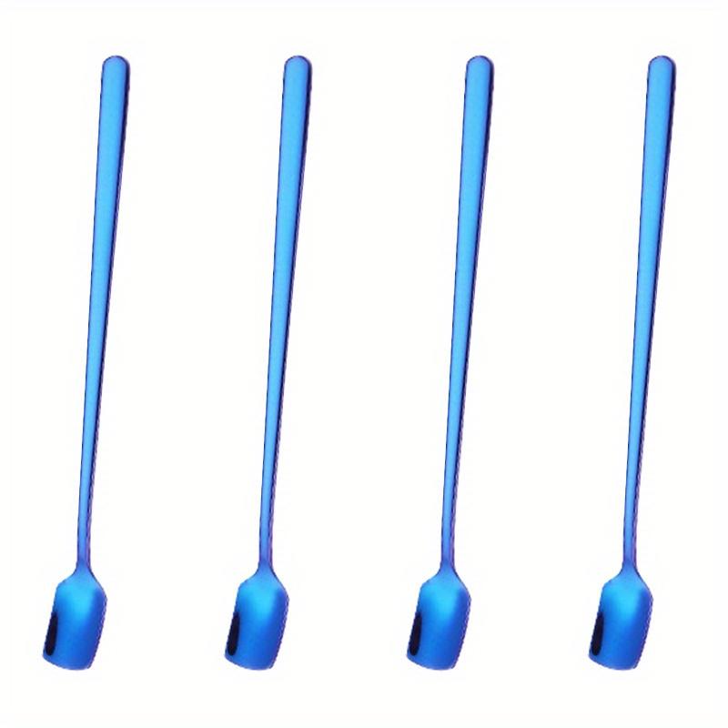 4 buc, set de linguri de desert reutilizabile din oțel inoxidabil cu mâner lung pentru uz casnic, restaurant și petreceri - perfect pentru înghețată, lapte și cafea