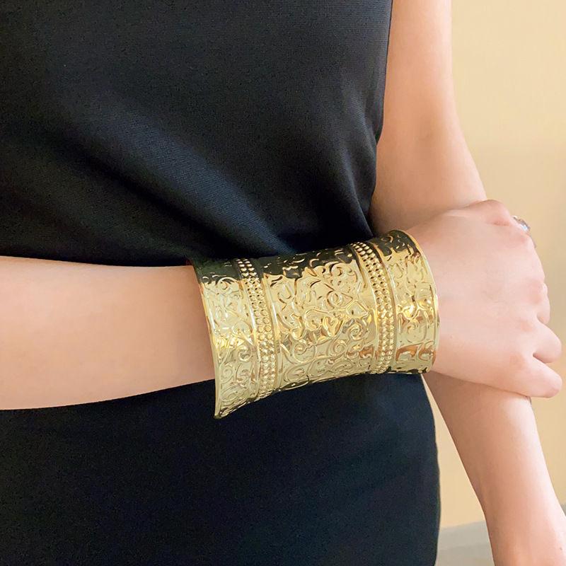 Minimalist Double-Layer Hollow Armlet: European & American Style, Exaggerated & Fashionable High-End Bracelet