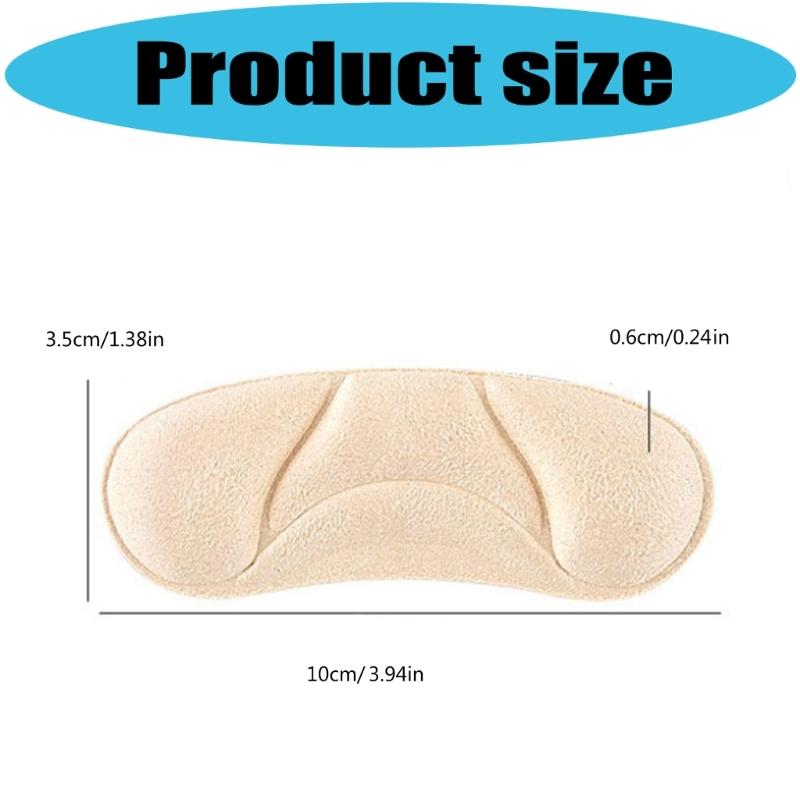 4 Pairs Curved Heel Grip Pads Soft Faux Suedes Sponge Cushions for High Heels Comfort and Pains Relief in Long Standing