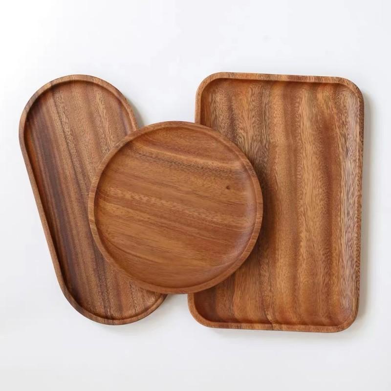 Acacia Wooden Tray Wooden Plate Style Sushi Pizza Steak Wooden Plate Cake Bread Afternoon Tea Fruit Plate