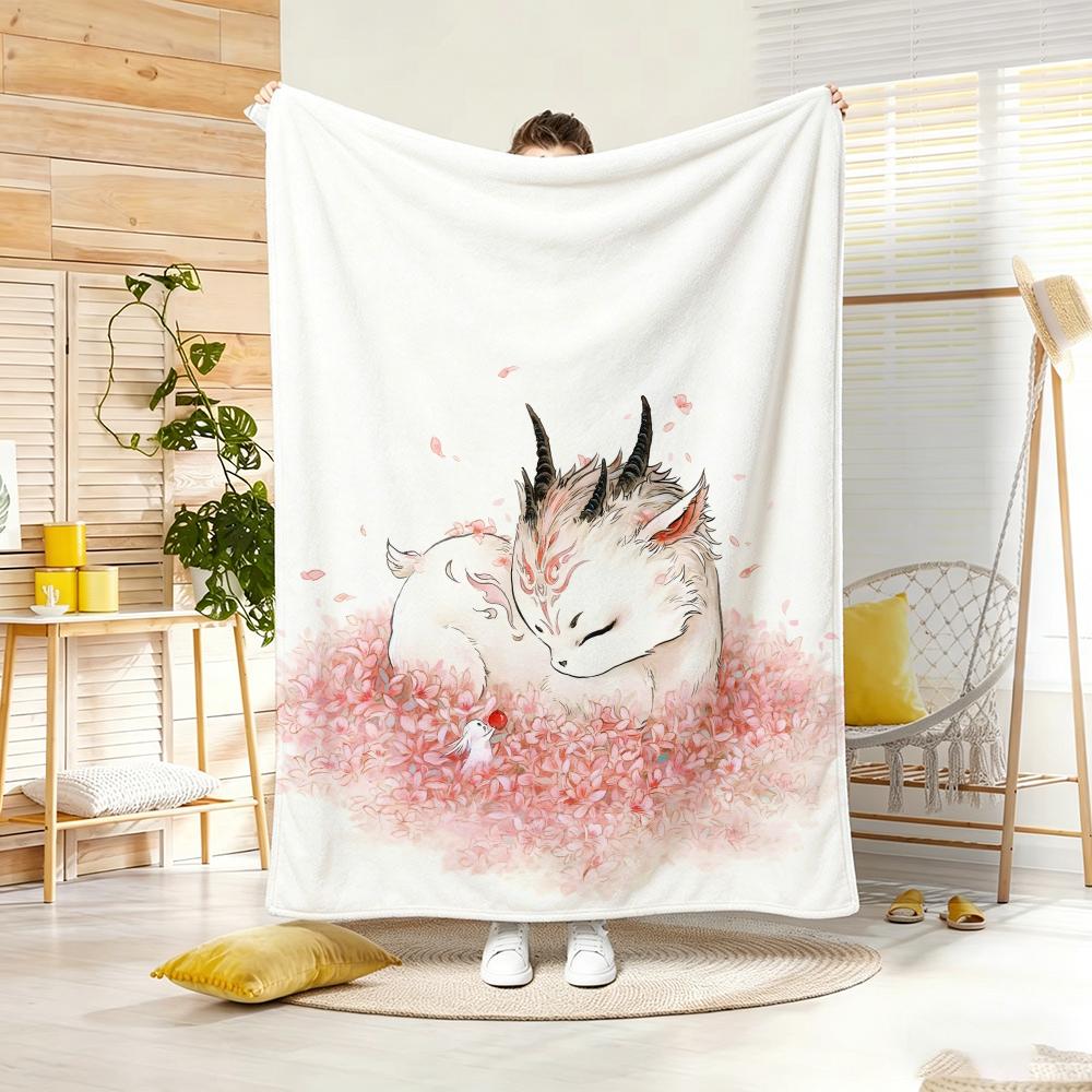 Cartoon S-Shan Hai Jing Beasts Throw Soft Warm Throw Blanket For Bedroom Living Room Bed Travel Camping Picnic Gift