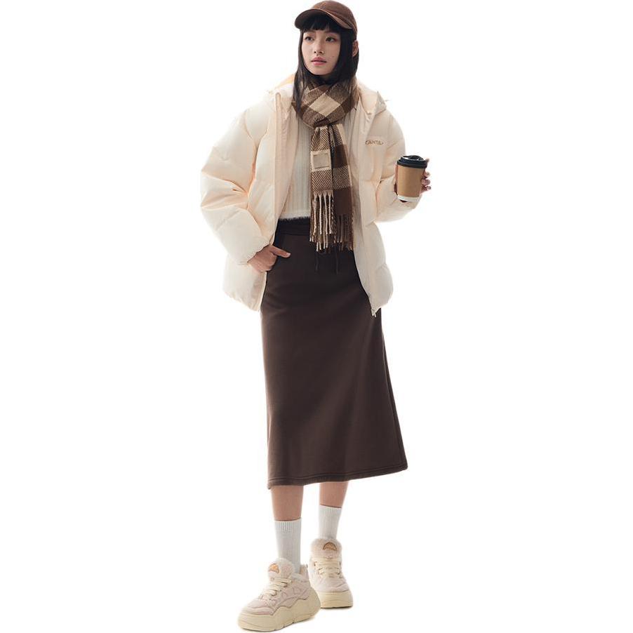 Anta Serie Stile di Vita Sportivo Serie Pioniere Cerniera con Lettere Felpata Comoda Traspirante Ampia Giacca in Piumino Capospalla Donna Vaniglia Crema 962448905-2